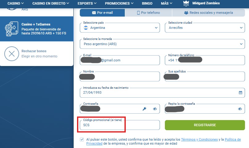 1xbet codigo promocional exclusivo casinos seguros argentina