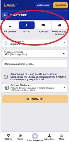 registro en sapphirebet segundo paso casinos seguros argentina