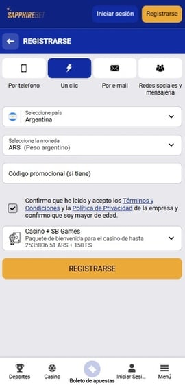 registro en sapphirebet tercer paso casinos seguros argentina