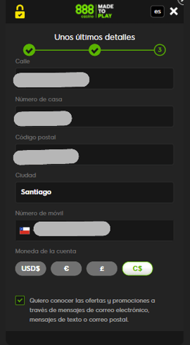 confirmar cuenta registro 888casino chile casinos seguros
