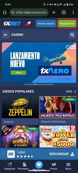 Paso 1 - Registro 1xBet