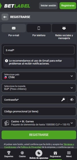 reclamar bono de bienvenida betlabel segundo paso casinos seguros chile