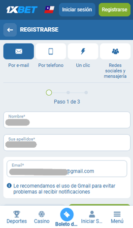 registro 1xbet chile casinos seguros
