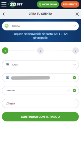 registro codigo promocional 20bet chile casinos seguros