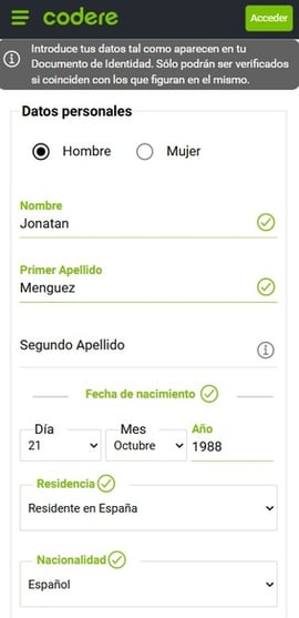 codere registro segundo paso casinos seguros espana