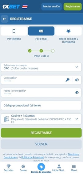 registro 1xbet costa rica quinto paso casinos seguros espana