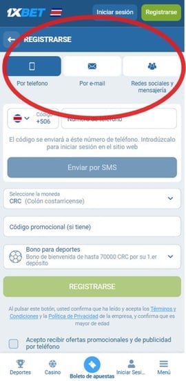 registro 1xbet costa rica segundo paso casinos seguros espana