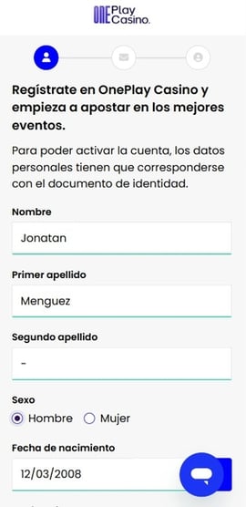 registro casino oneplay segundo paso casinos seguros espana