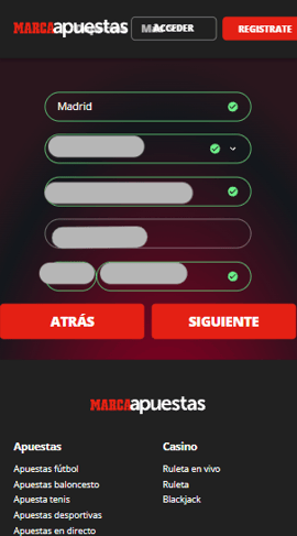 registro datos domicilio marca apuestas espana casinos seguros