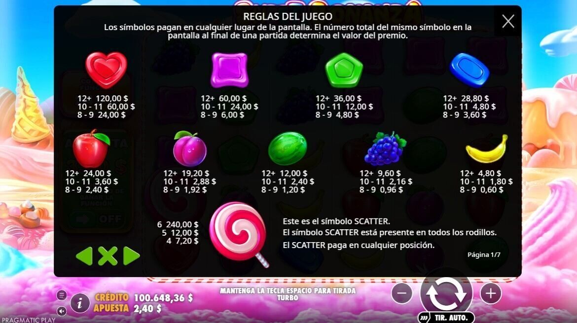 reglas del scatters sweet bonanza casinos seguros espana
