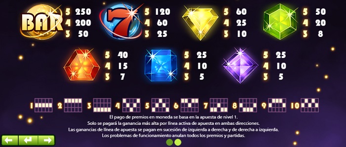 Iconos de la tragaperras Starburst