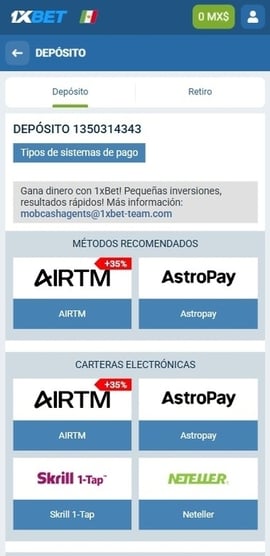 1xbet pago con astropay segundo paso casinos seguros mexico