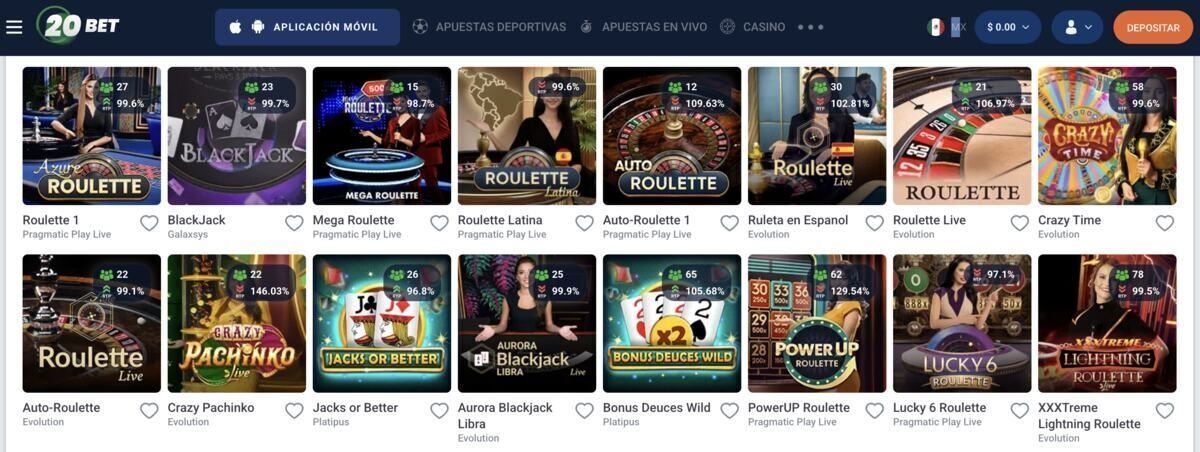 casino en vivo 20bet casinos seguros mexico